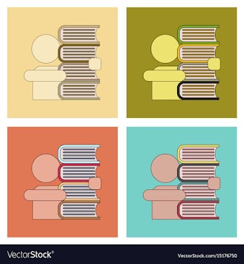 Assembly flat icons schoolboy books vector image