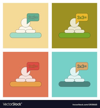 Assembly flat icons schoolboy thinks math vector image