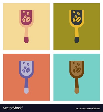 Assembly flat icons scoop coffee roasting vector image