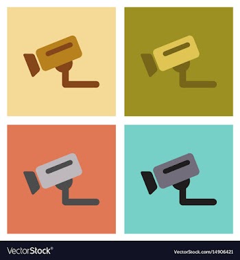 Assembly flat icons security camera vector image