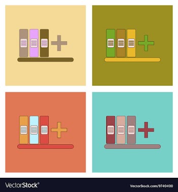 Assembly flat icons shelf folder vector image