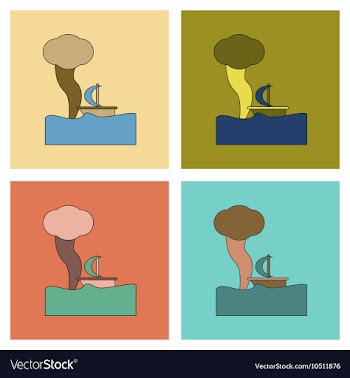Assembly flat icons ship ocean storm vector image