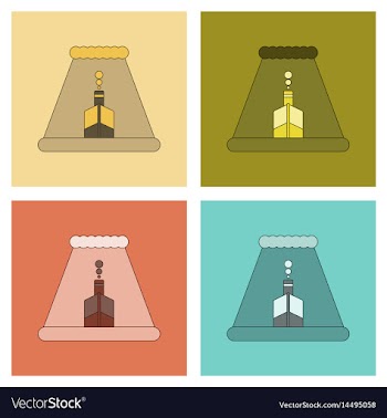 Assembly flat icons ship storm vector image