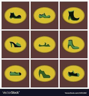 Assembly flat icons shoes vector image