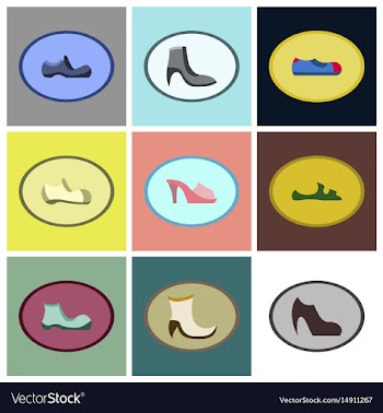 Assembly flat icons shoes vector image