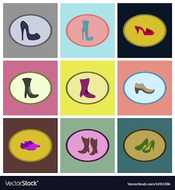 Assembly flat icons shoes vector image