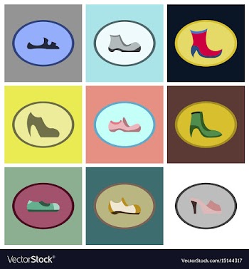 Assembly flat icons shoes vector image