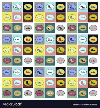 Assembly flat icons shoes vector image