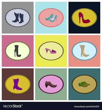 Assembly flat icons shoes vector image