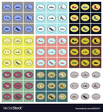Assembly flat icons shoes vector image