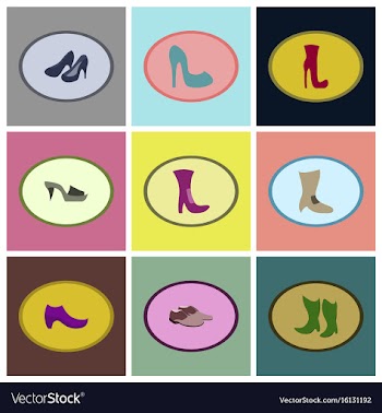 Assembly flat icons shoes vector image