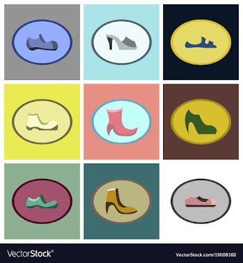 Assembly flat icons shoes vector image