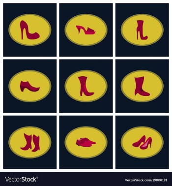 Assembly flat icons shoes vector image