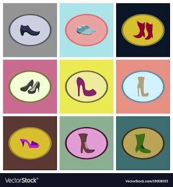 Assembly flat icons shoes vector image