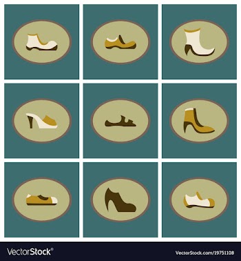 Assembly flat icons shoes vector image