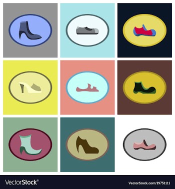 Assembly flat icons shoes vector image
