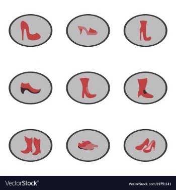 Assembly flat icons shoes vector image