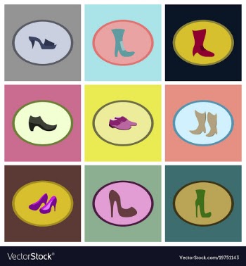 Assembly flat icons shoes vector image
