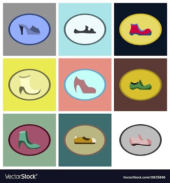 Assembly flat icons shoes vector image
