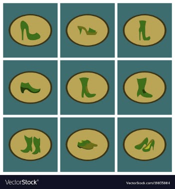 Assembly flat icons shoes vector image