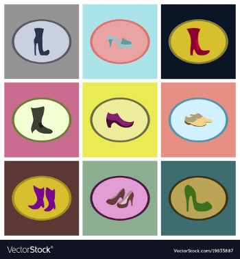 Assembly flat icons shoes vector image