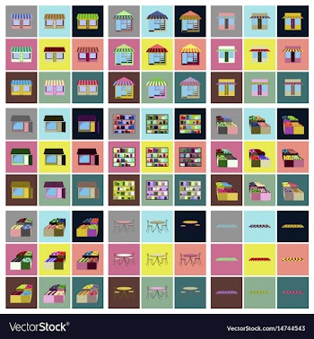 Assembly flat icons shop interior vector image