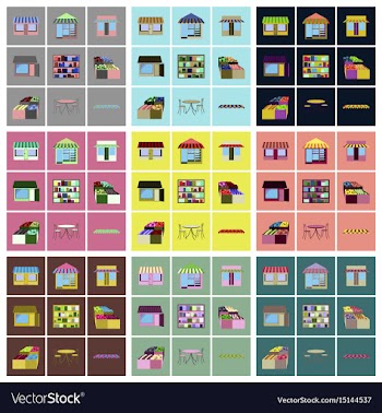 Assembly flat icons shop interior vector image
