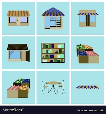 Assembly flat icons shop interior vector image