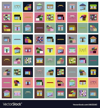 Assembly flat icons shop interior vector image