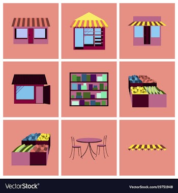 Assembly flat icons shop interior vector image