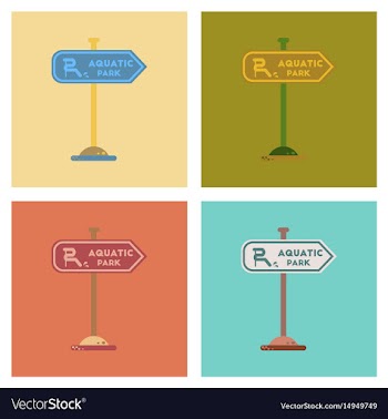 Assembly flat icons sign aquatic park vector image