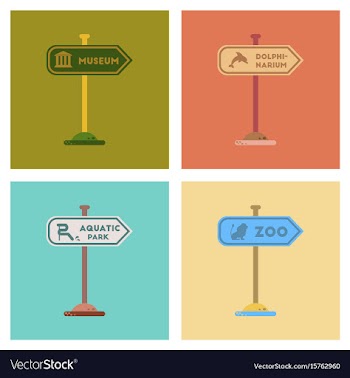 Assembly flat icons sign aquatic zoo dolphinarium vector image