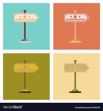 Assembly flat icons sign kindergarten vector image