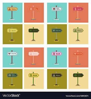 Assembly flat icons sign of bar post office mall vector image