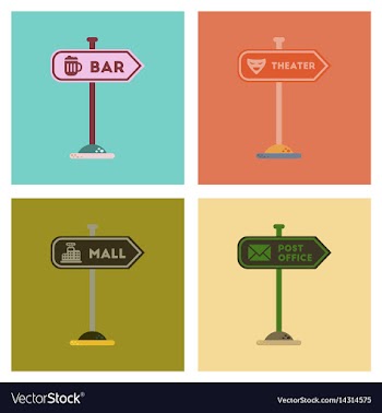 Assembly flat icons sign of bar post office mall vector image