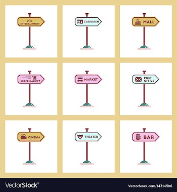 Assembly flat icons sign of bar post office mall vector image