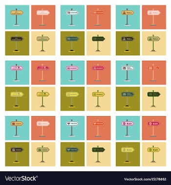 Assembly flat icons sign of bar post office mall vector image