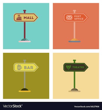 Assembly flat icons sign of bar post office mall vector image