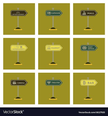 Assembly flat icons sign of bar post office mall vector image