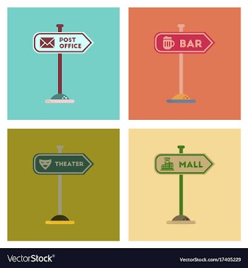 Assembly flat icons sign of bar post office mall vector image