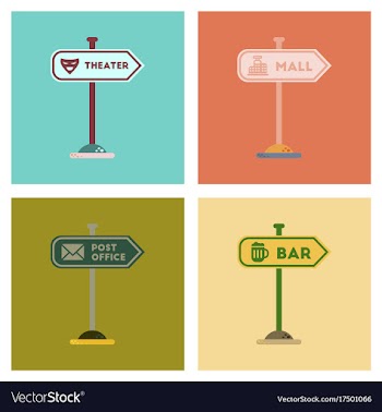 Assembly flat icons sign of bar post office mall vector image