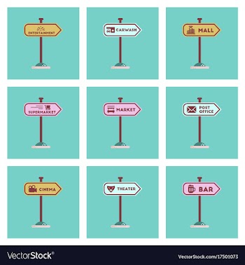 Assembly flat icons sign of bar post office mall vector image