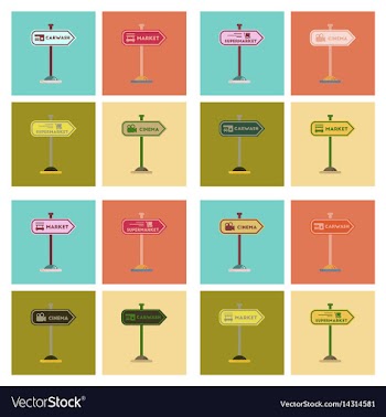 Assembly flat icons sign of market car wash cinema vector image