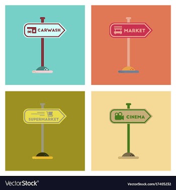 Assembly flat icons sign of market car wash vector image
