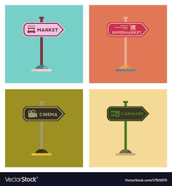 Assembly flat icons sign of market car wash vector image
