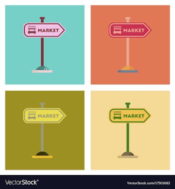 Assembly flat icons sign of market vector image