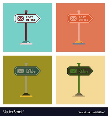 Assembly flat icons sign post office vector image
