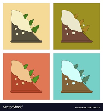 Assembly flat icons snow avalanche spruce vector image