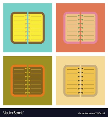 Assembly flat icons spiral notepad notebook vector image