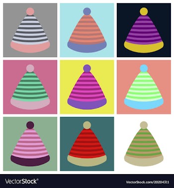 Assembly flat icons striped hat vector image